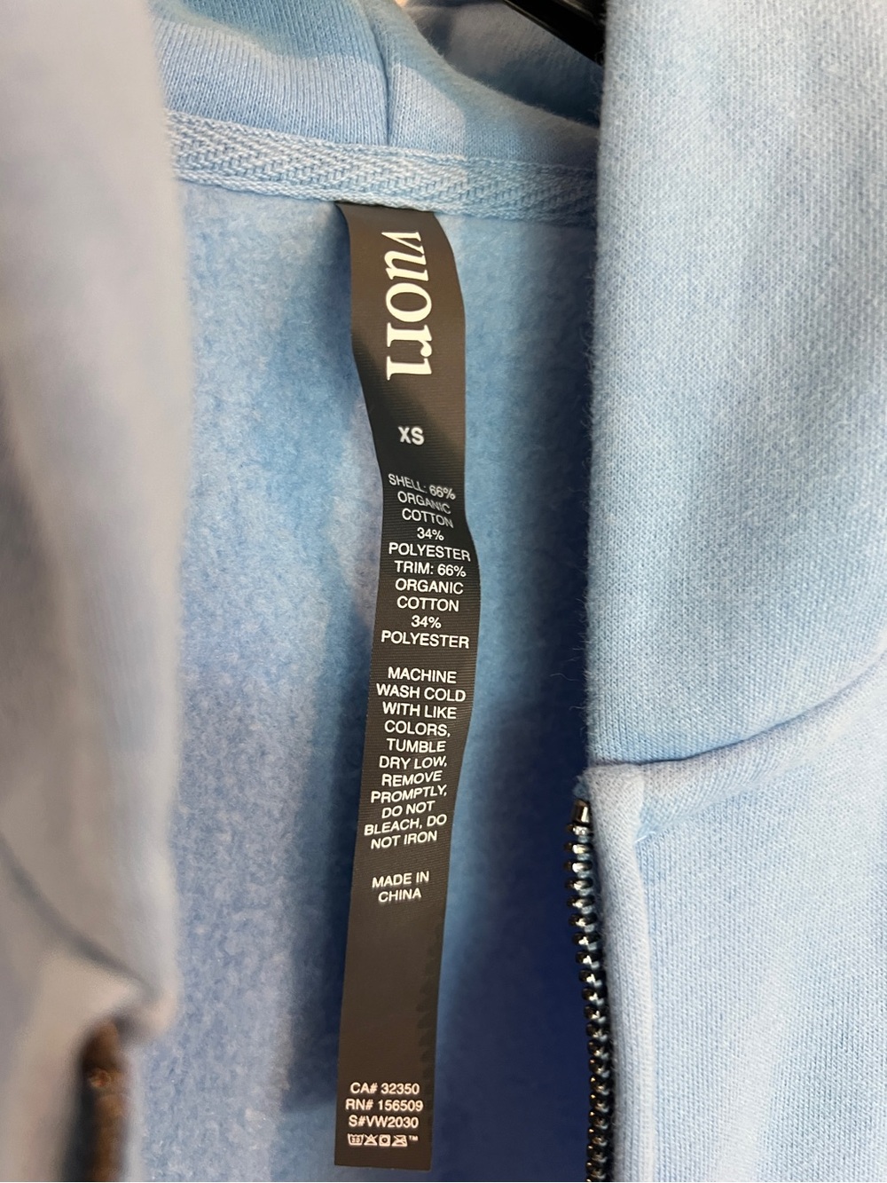 New With Tags Vuori Restore Full Zip Hoodie Spring Blue XS NWT - Picture 4 of 7